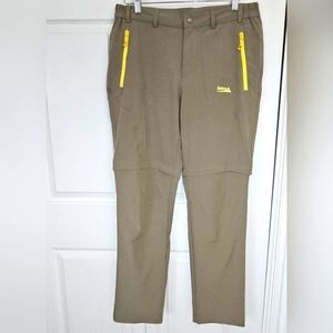 Makino Mens Convertible Pants Olive Green Yellow Outdoor Hiking Active Sporty XL